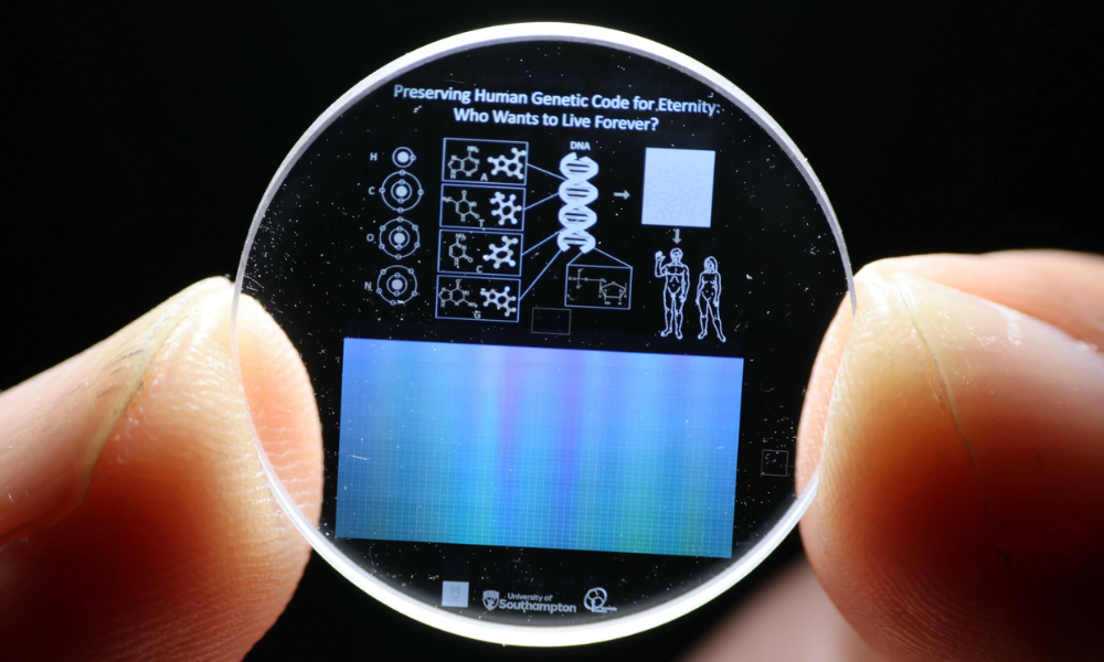 Tiny crystal stores massive data scientists develop 5TB storage in a 12 cm quartz plate