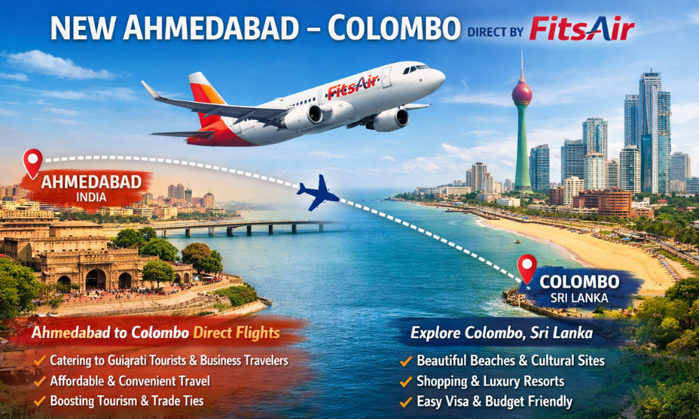 FitsAir Starts Direct Ahmedabad–Colombo Flight Service to Target Gujarati Tourists