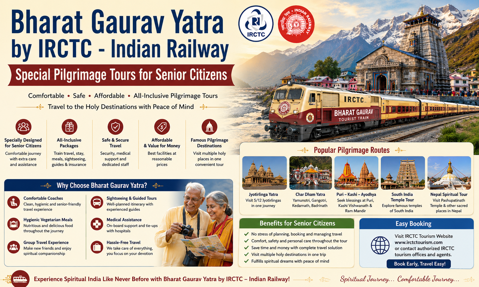 Bharat Gaurav Yatra by IRCTC - Indian Railway Special Pilgrimage Tours for Senior Citizens