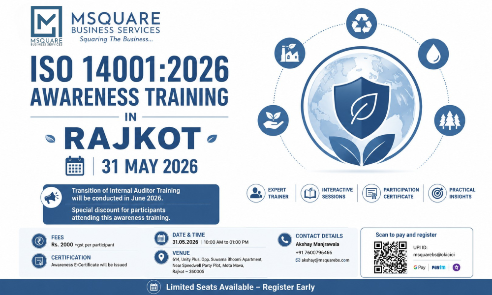 ISO 140012026 Awareness Training in Rajkot on 31 May 2026 by Msquare Business Services