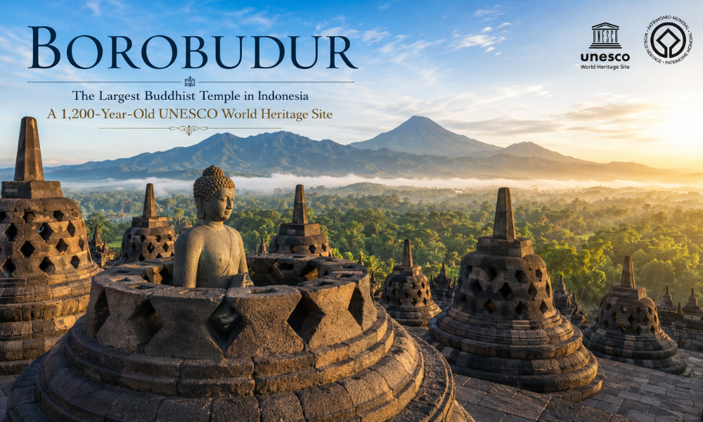 “Borobudur” Largest Buddhist Temple in Indonesia A 1,200-Year-Old UNESCO World Heritage Site
