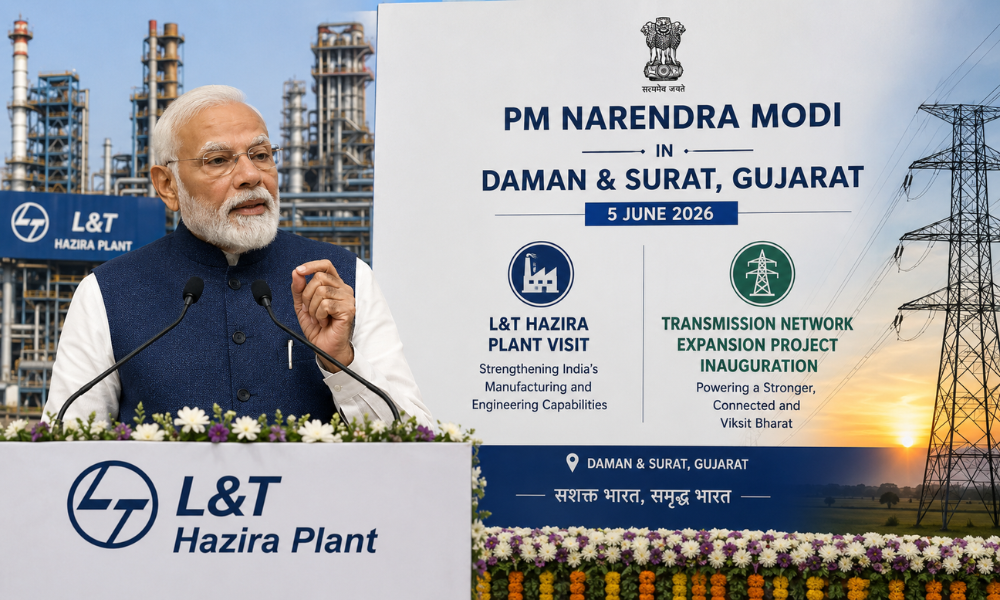 PM Narendra Modi in Daman & Surat Gujarat on 5th June 2026 - L&T Plant Visit & Transmission Network Expansion Project Inauguration