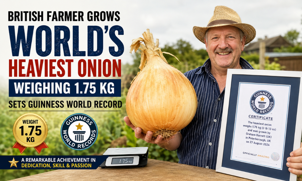 British Farmer Grows World's Heaviest Onion Weighing 1.75 kg, Sets Guinness World Record