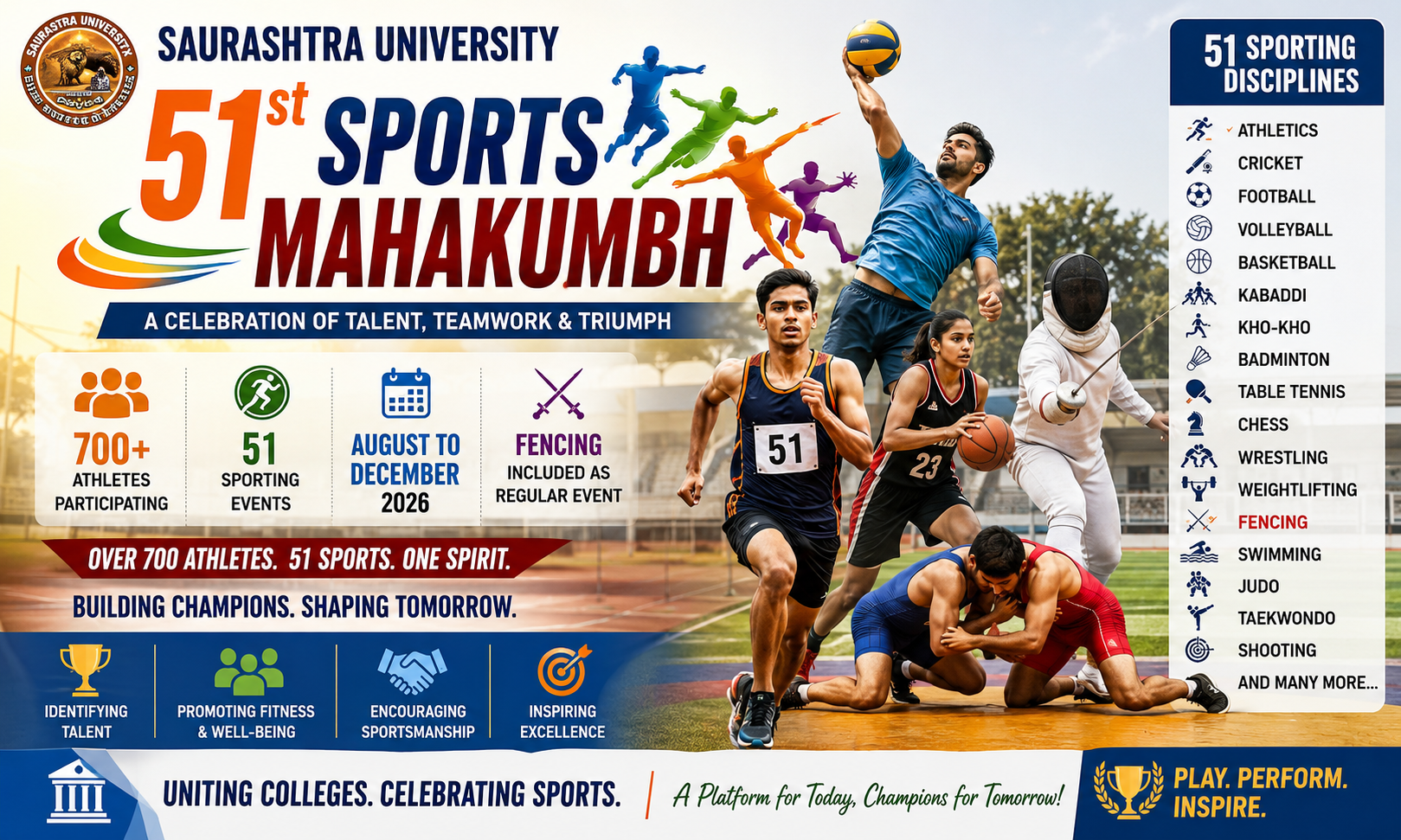 Saurashtra University's Sports Mahakumbh to Feature Over 700 Athletes Across 51 Sporting Events