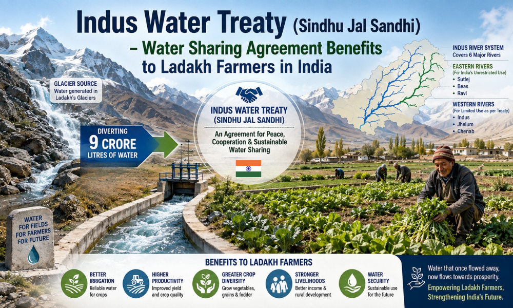 Indus Water Treaty (Sindhu Jal Sandhi) - Water Sharing Agreement Benefits to Ladakh Farmers in India